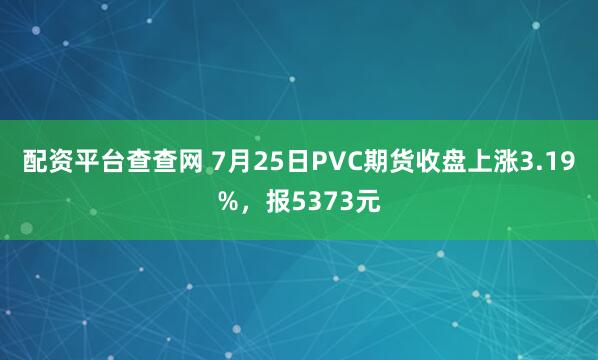 配资平台查查网 7月25日PVC期货收盘上涨3.19%，报5373元